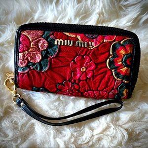Miu Miu double zipper keychain wallet wristlet